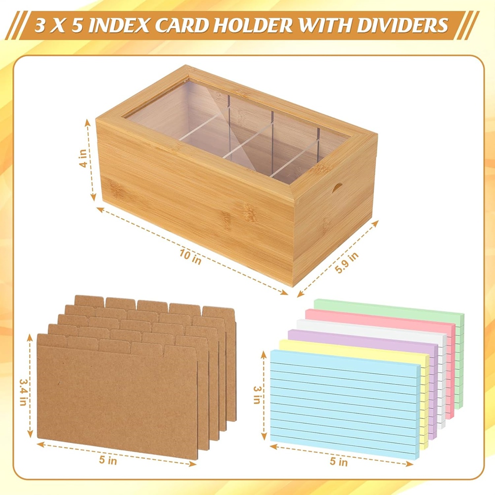 Card Index Box - ABUA Organizzatore per Schede in Bambù,