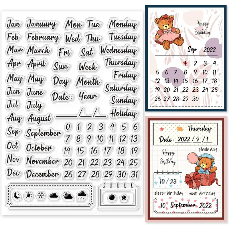 Rubber Date Stamp - 1PC 8.3x5.8in Calendario Timbri Trasparenti Segni