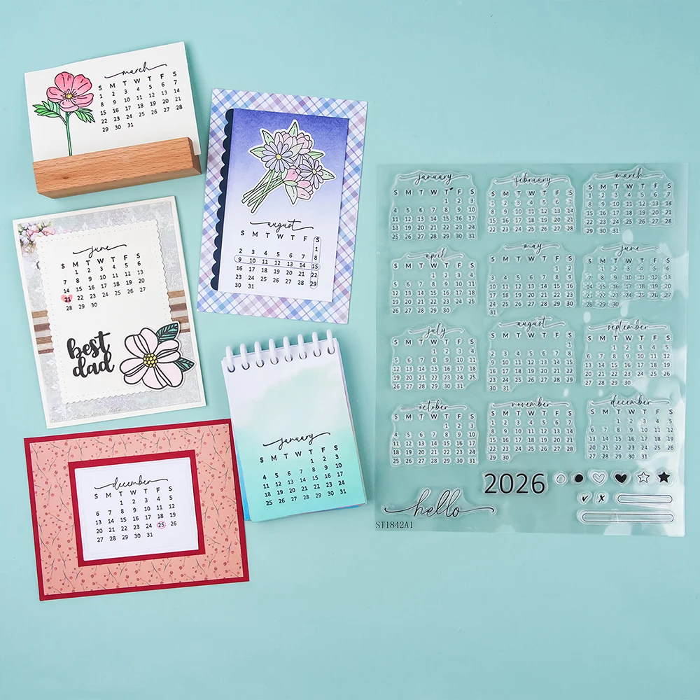 Rubber Date Stamp - Calendario Data 2026 Timbro trasparente Ora