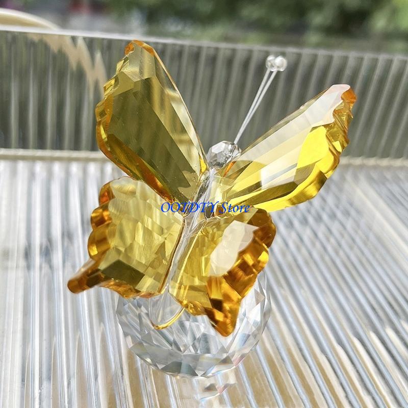 Paper Weight Crystal - 367A Figurina farfalla cristallo con base